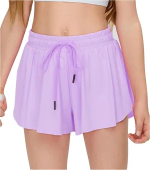 Girl Kids Flowy Shorts with Pocket Youth Butterfly Athletic Shorts Running Titness Shorts Active Workout Sports