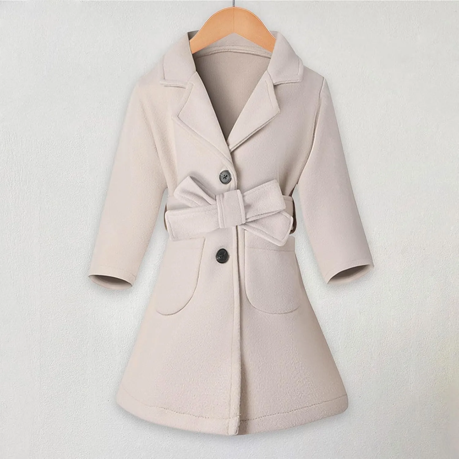 Girls Dress Coat Kids Winter Warm Jacket Long Sleeve Button Trench Coat Long Peacoat Outerwear