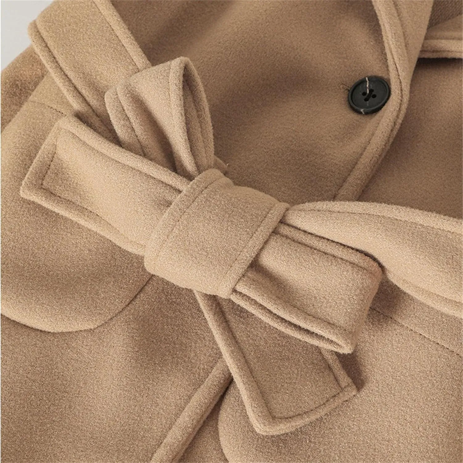 Girls Dress Coat Kids Winter Warm Jacket Long Sleeve Button Trench Coat Long Peacoat Outerwear