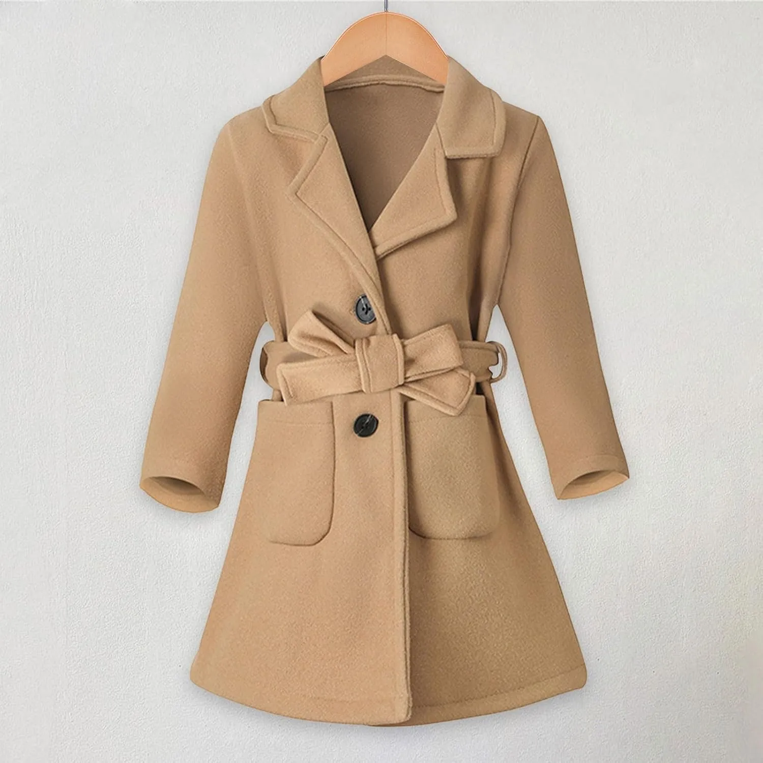 Girls Dress Coat Kids Winter Warm Jacket Long Sleeve Button Trench Coat Long Peacoat Outerwear
