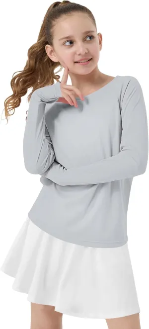 Girl's Rash Guard Swim Shirts Sun Shirt UV Protection Long Sleeve Tops Quick Dry Lightweight UPF 50 