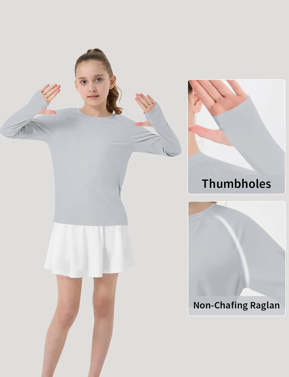 Girl's Rash Guard Swim Shirts Sun Shirt UV Protection Long Sleeve Tops Quick Dry Lightweight UPF 50 