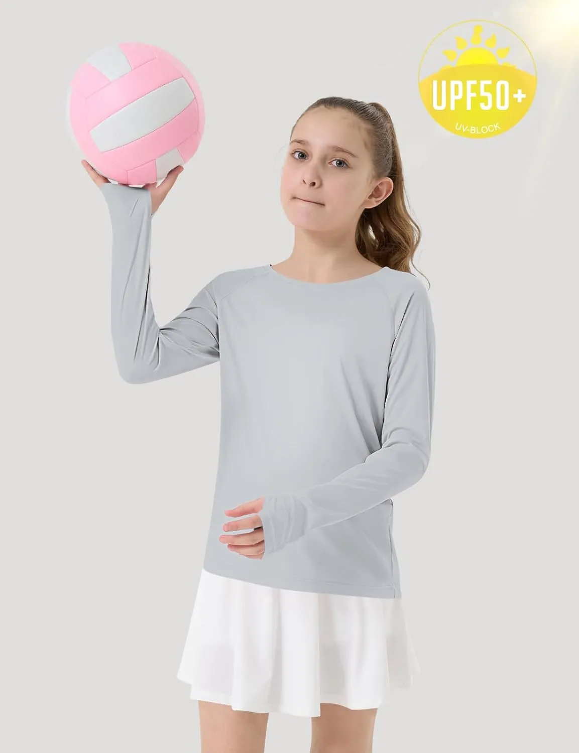 Girl's Rash Guard Swim Shirts Sun Shirt UV Protection Long Sleeve Tops Quick Dry Lightweight UPF 50 