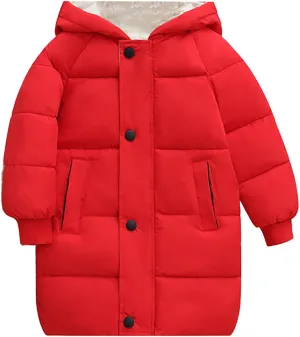 Girls Winter Coats Children's Down Padded Jacket Long Cotton Padded Jacket Baby Children's Girls Belted Winter Coats