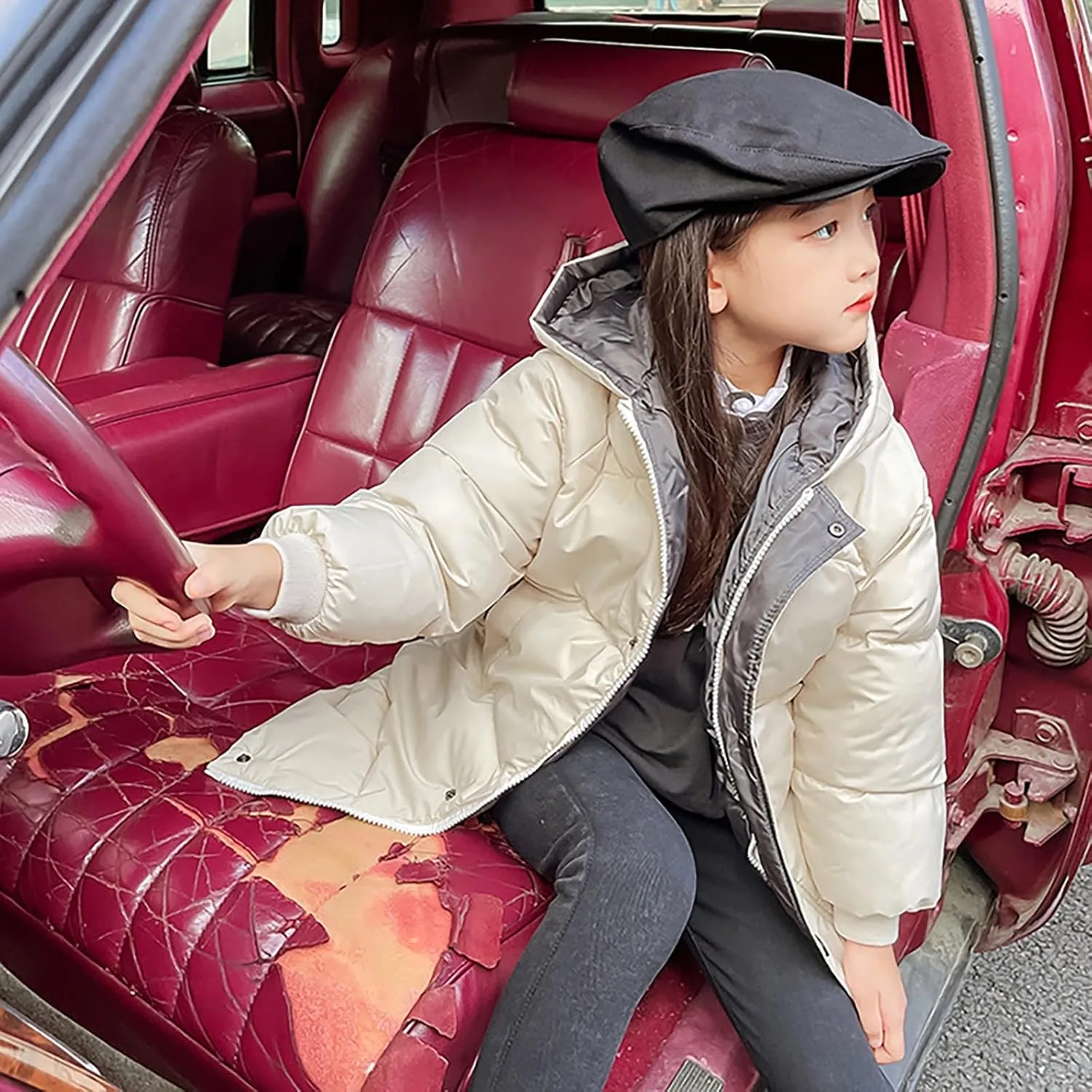 Girls Winter Coats Children's Down Padded Jacket Long Cotton Padded Jacket Baby Children's Girls Belted Winter Coats