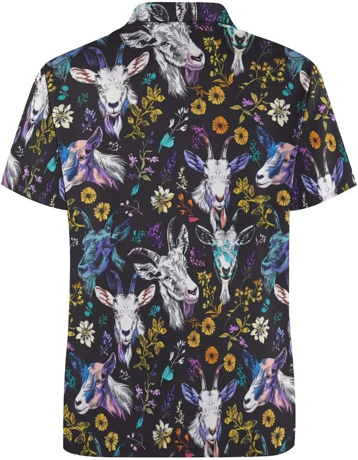 Goat and Flowers Mens Polo Shirts Quick Dry Short Sleeve Golf Slim Fit T Shirt
