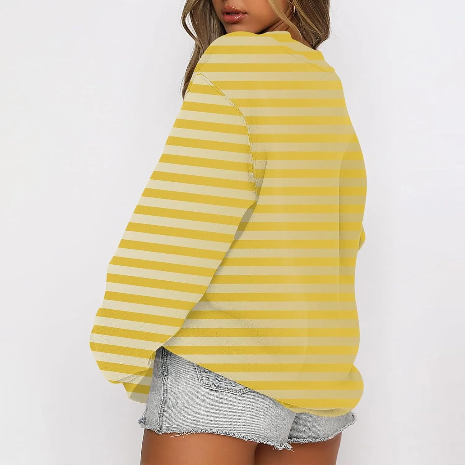 GOFULY Crew Neck Oversized Sweatshirt For Girls Long Sleeve Fall Tops Crop Striped Color Block Sweatshirts Winter Pullover