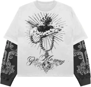 Goth Shirt Gothic Shirt Fake Two-Piece Alternative Clothing Goth Long Sleeve Top Grunge Clothes
