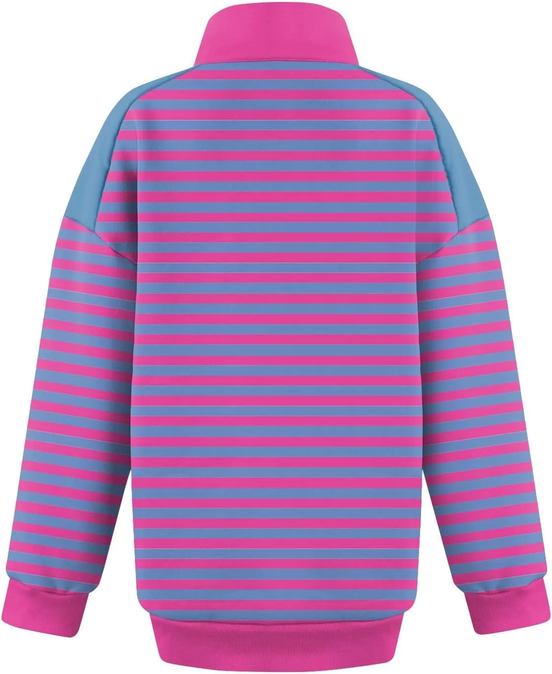 Gumipy Quarter Zip Pullover Women Fleece Stripe Color Block Half Zip Pullover Y2K Lapel Oversized Sweatshirt Long Sleeve Top