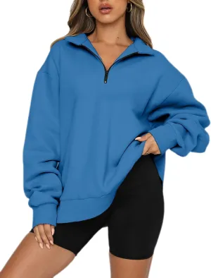 Half Zip Oversized Sweatshirt for Women Quarter Zip Hoodie Pullover Long Sleeve Sweater Teen Girls Fall Y2K Clothes