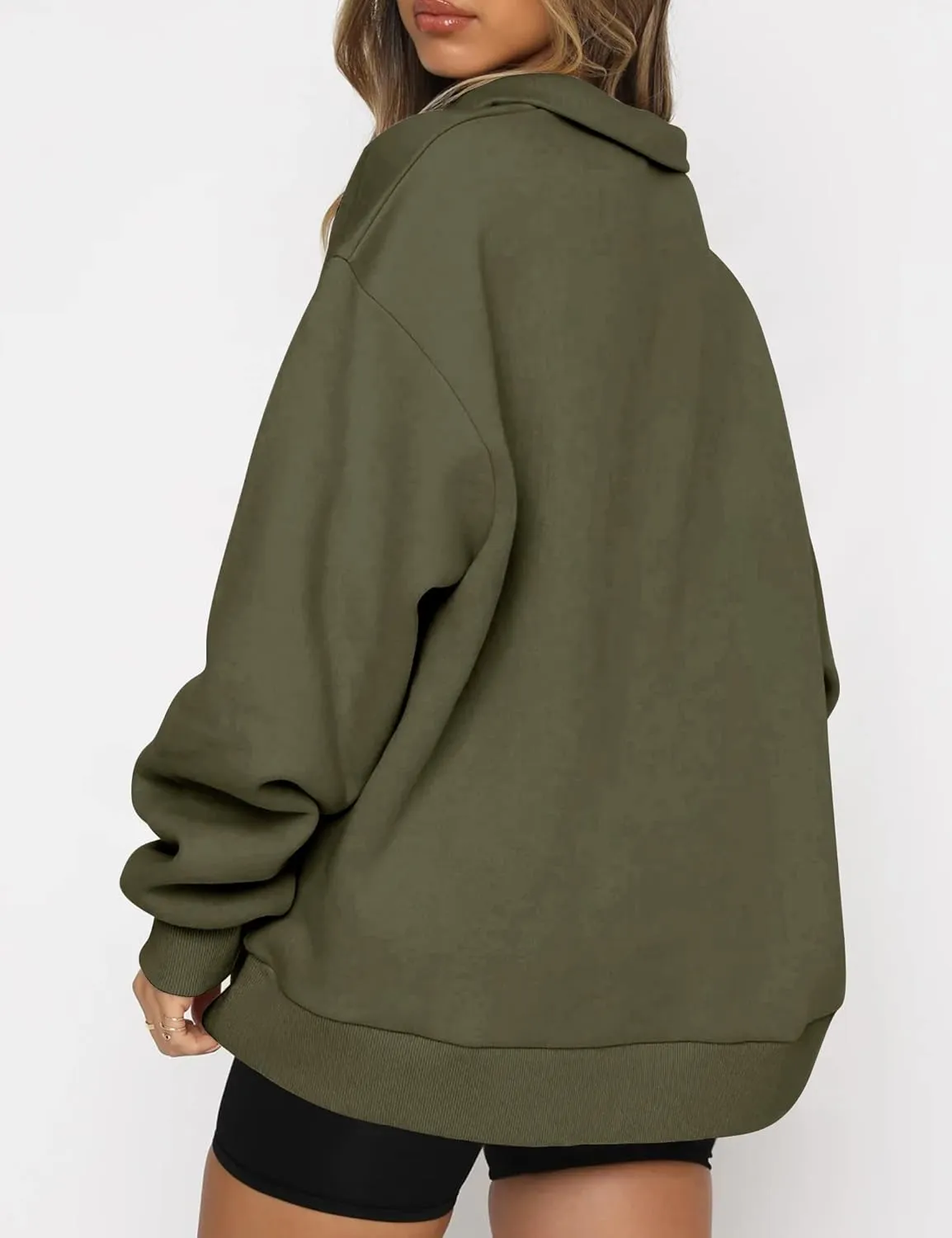 Half Zip Oversized Sweatshirt for Women Quarter Zip Hoodie Pullover Long Sleeve Sweater Teen Girls Fall Y2K Clothes