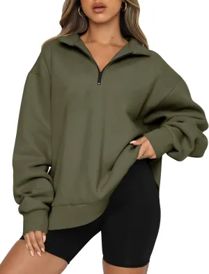 Half Zip Oversized Sweatshirt for Women Quarter Zip Hoodie Pullover Long Sleeve Sweater Teen Girls Fall Y2K Clothes