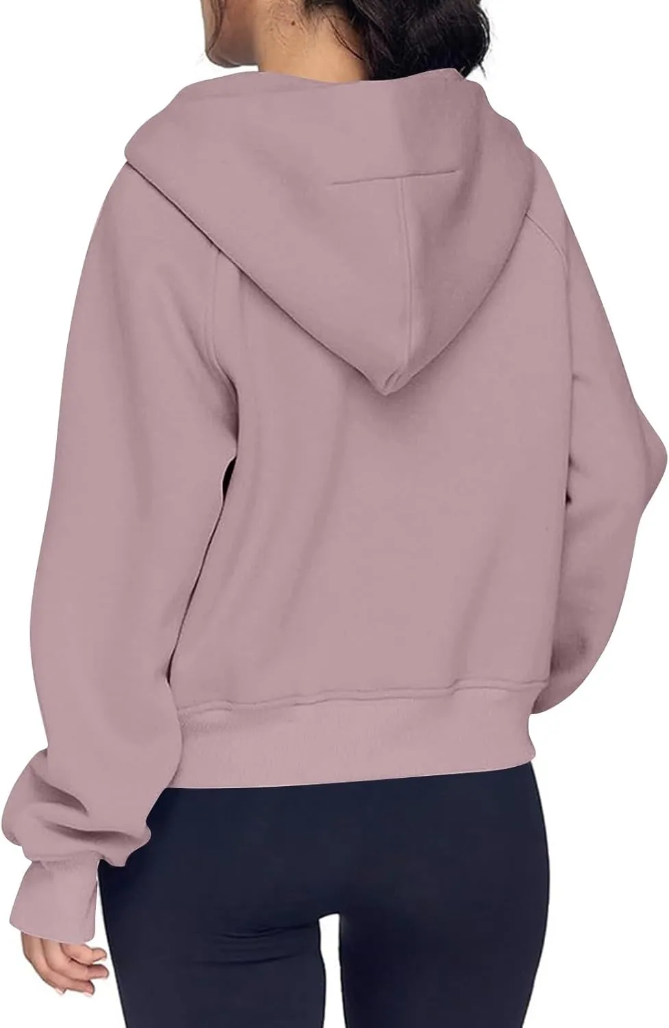 Half Zip Pullover Women Fleece Thumb Hole Cropped Hoodie Y2k Raglan Quarter Zipped Hooded Sweatshirt with Pockets