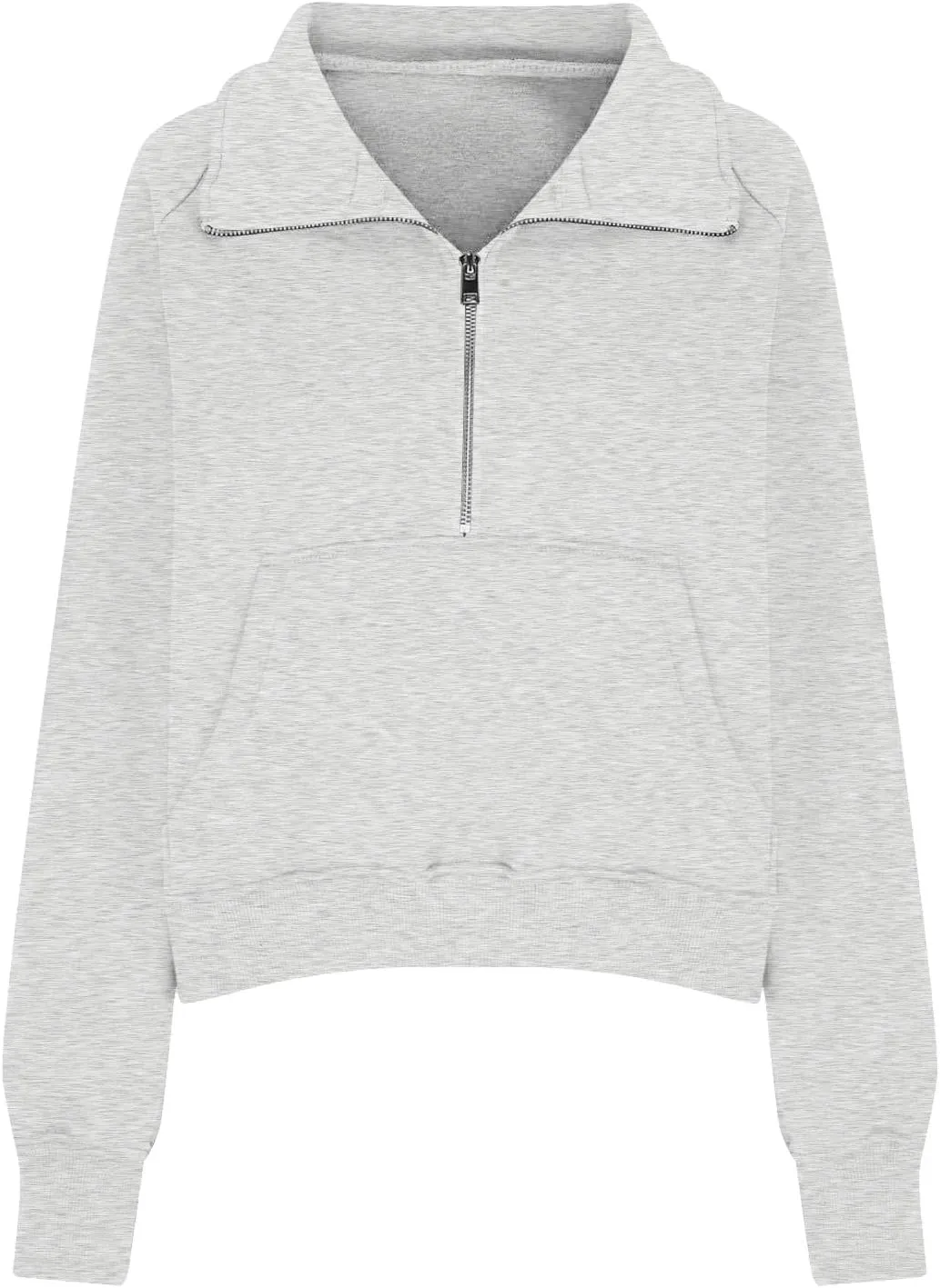 Half Zip Sweatshirt Women Cropped Oversized Fleece Pullover Zipped Thumb Hole Cute Sweatshirts with Pockets