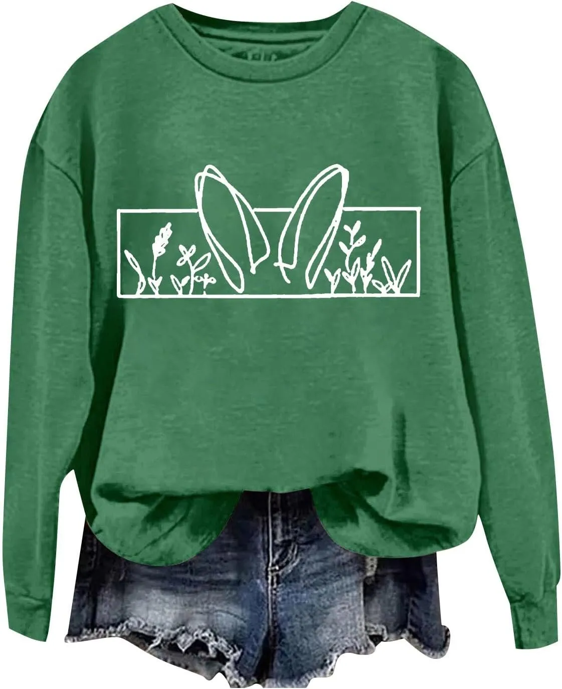 Happy Easter Sweatshirt for Women Cute Bunny Rabbit Graphic Crew Neck Sweat Shirts Trendy Easter Gifts Festival Tops