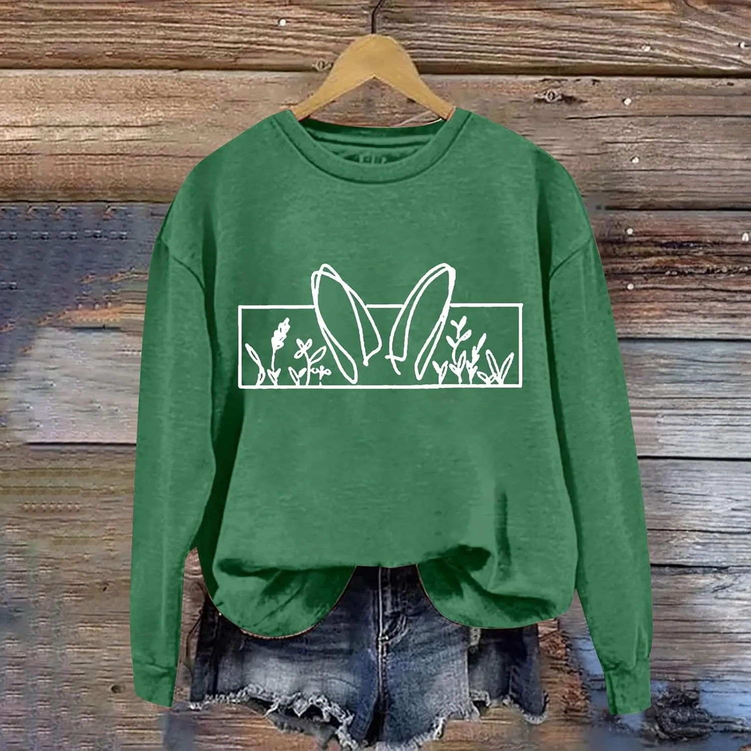 Happy Easter Sweatshirt for Women Cute Bunny Rabbit Graphic Crew Neck Sweat Shirts Trendy Easter Gifts Festival Tops