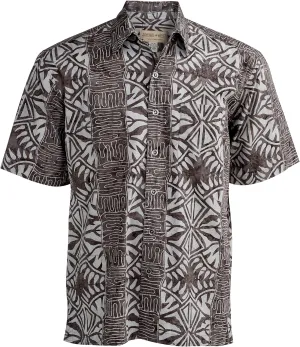 Hawaiian Short Sleeve Cotton Button-Down Batik Shirt for Men (Geometric Forest)