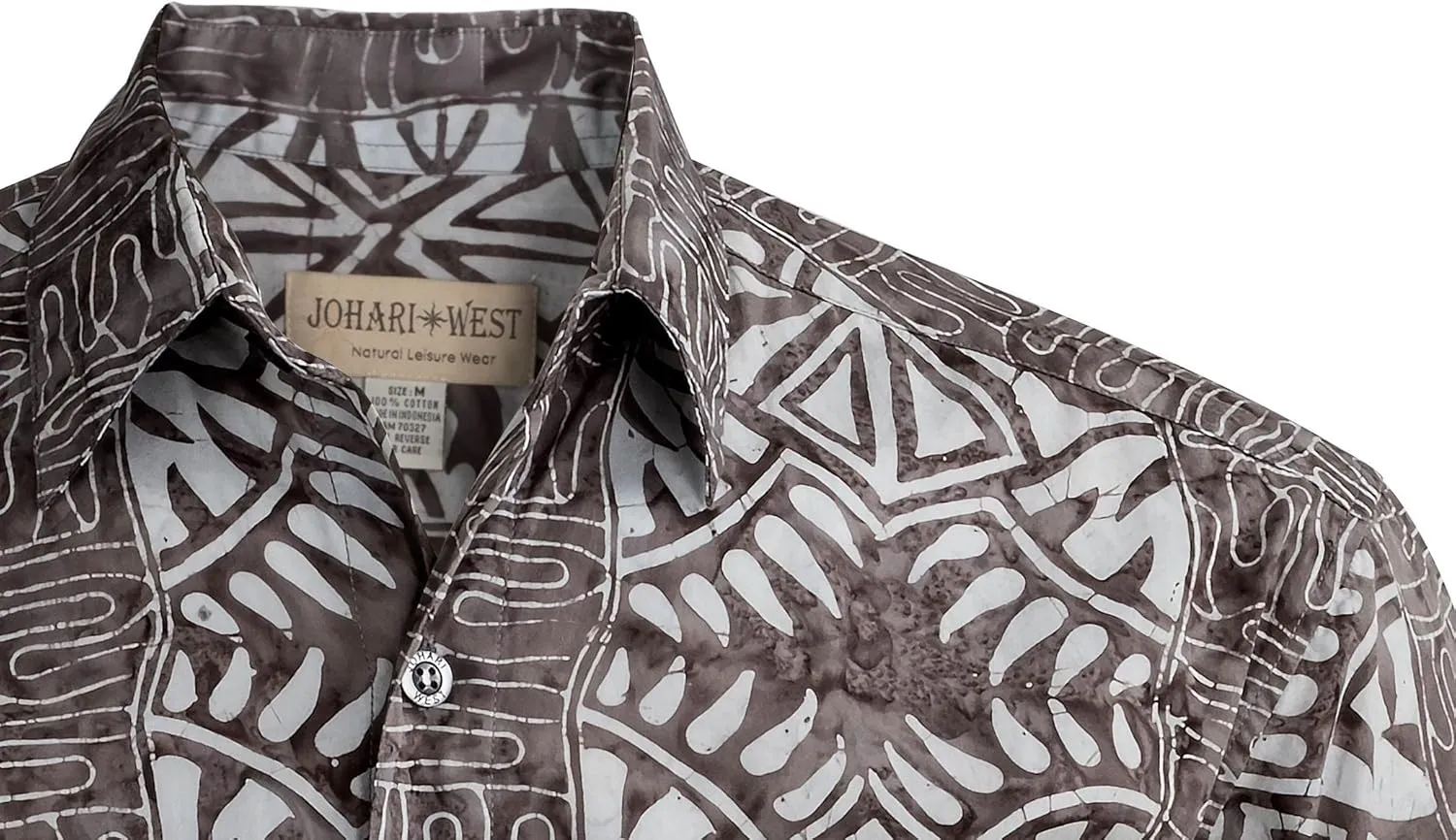 Hawaiian Short Sleeve Cotton Button-Down Batik Shirt for Men (Geometric Forest)