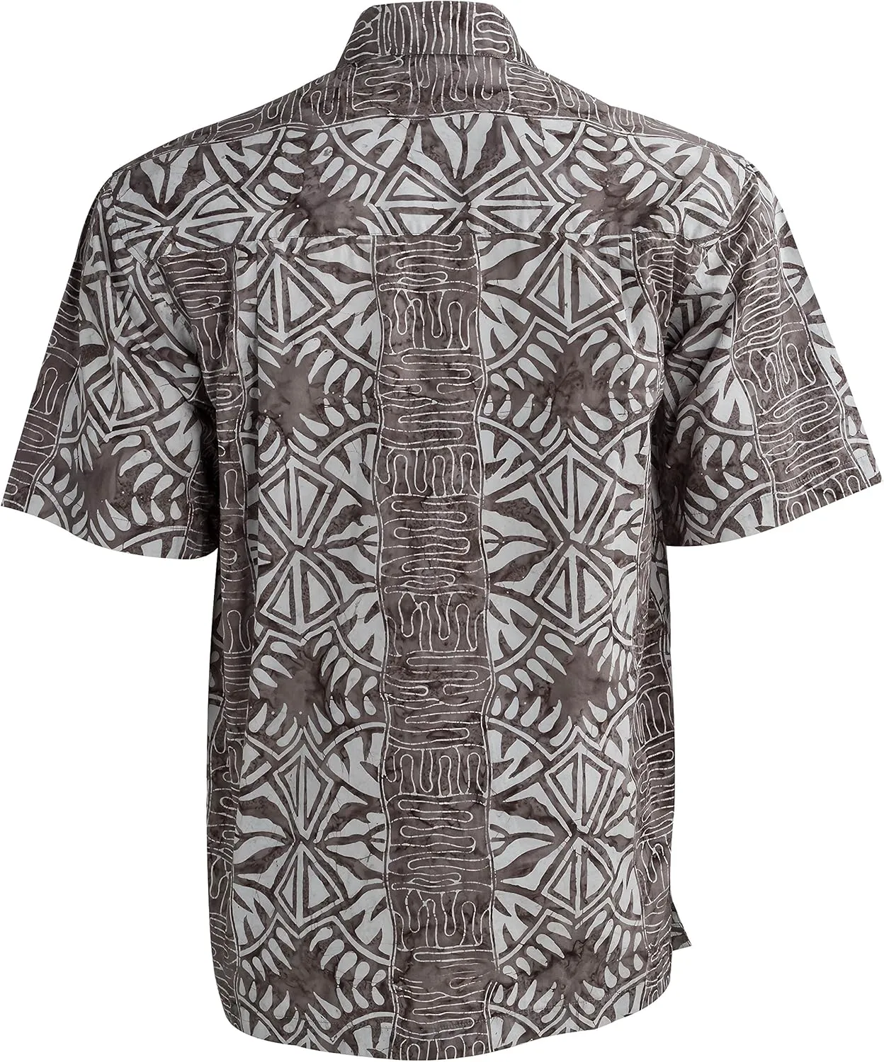 Hawaiian Short Sleeve Cotton Button-Down Batik Shirt for Men (Geometric Forest)