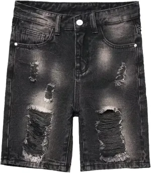 HENGAO Boys Ripped Denim Shorts Distressed Frayed Jean Shorts