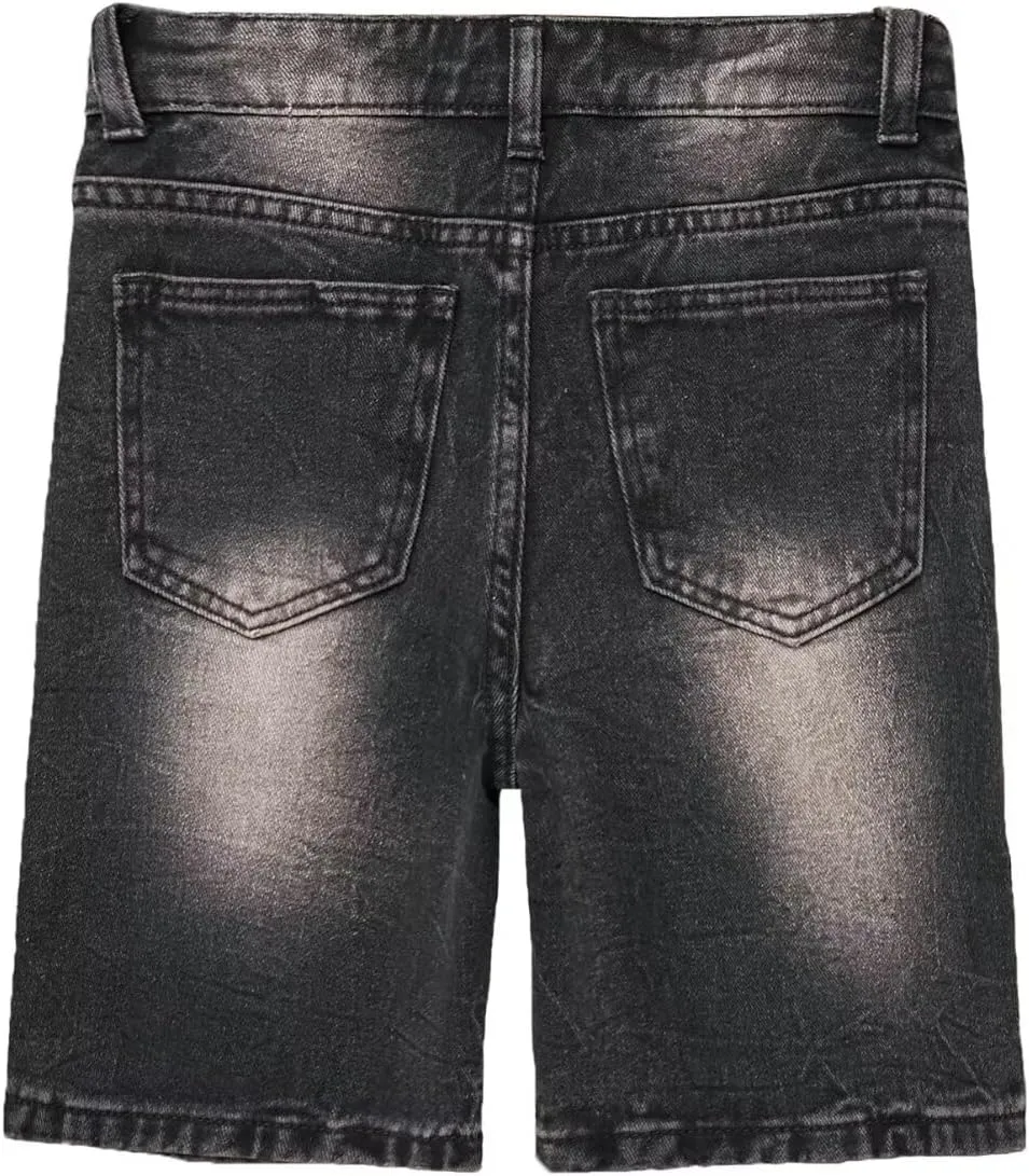 HENGAO Boys Ripped Denim Shorts Distressed Frayed Jean Shorts