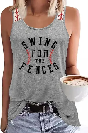 HEYO Baseball Mom Tank Tops Baseball Mama T Shirt Rub Some Dirt On It Letter Print Baseball Love Graphic Sleeveless Tee
