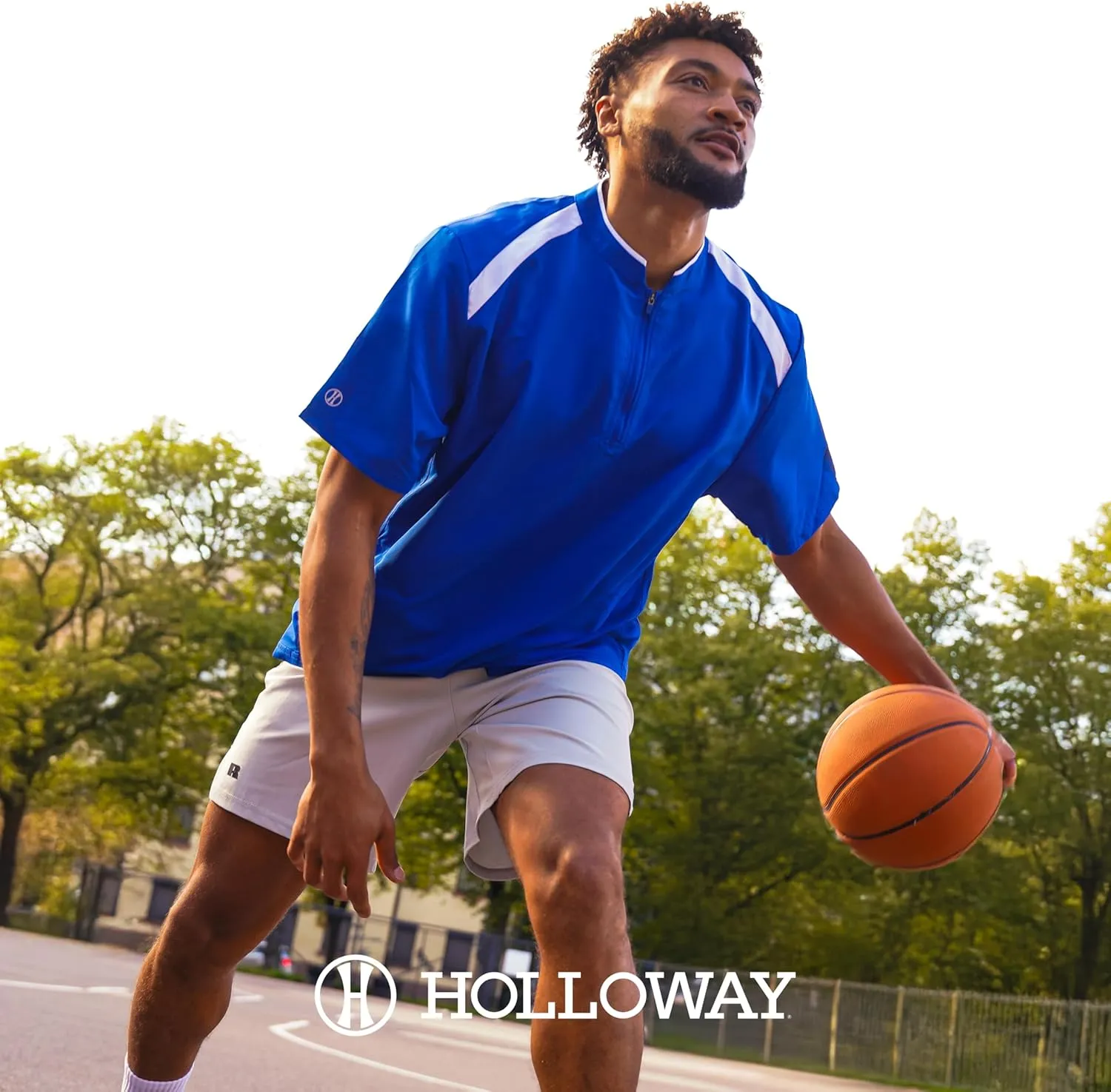 Holloway Clubhouse Short Sleeve Pullover Cage Jacket - Stretch Mesh, Quarter Zip, Low Profile Collar