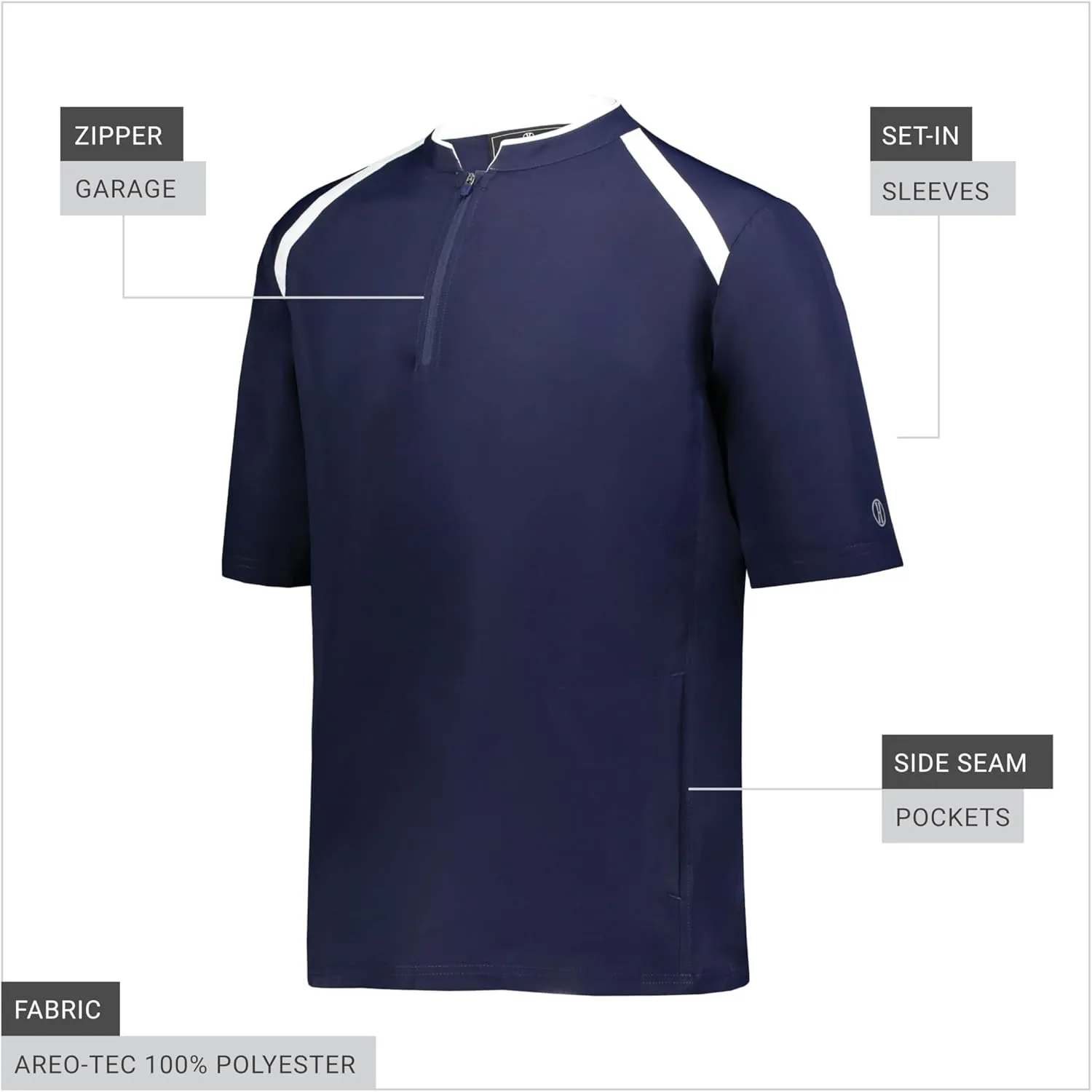 Holloway Clubhouse Short Sleeve Pullover Cage Jacket - Stretch Mesh, Quarter Zip, Low Profile Collar