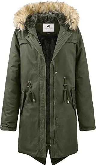HOODED WINTER COAT WARM FLEECED LINED PARKA LONG JACKETS