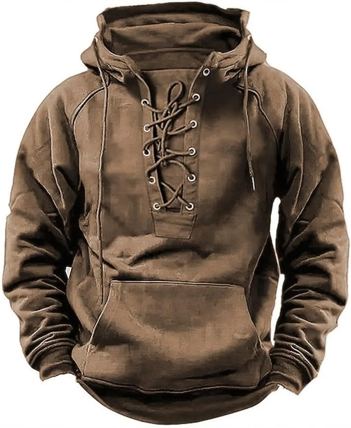 Hoodie Men And Winter Vintage Long Sleeve Hoodie Half Zipper Hooded Sweatshirt Top Workwear Multi Pocket Outdoor
