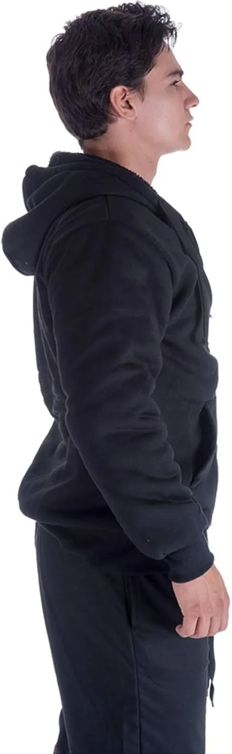 Hoodies for Men Winter Warm Heavyweight Sherpa Lined Fleece Zip Up Hoody Jacket