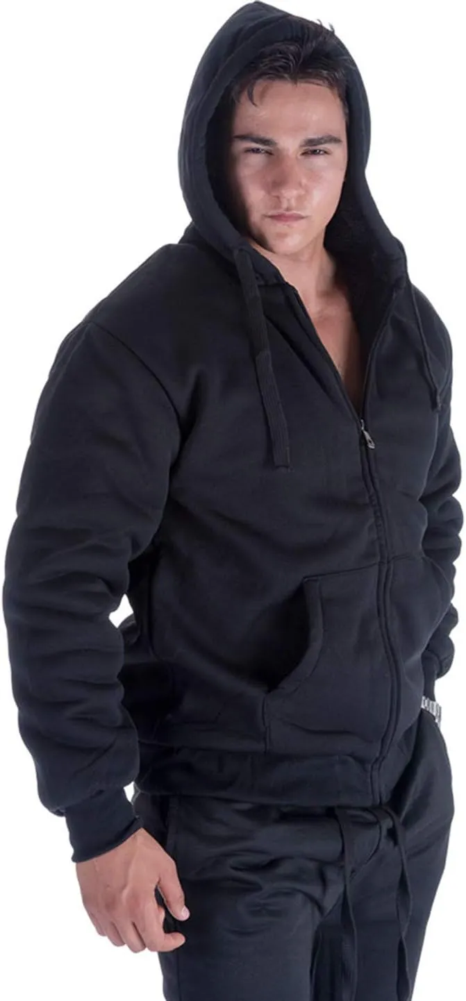 Hoodies for Men Winter Warm Heavyweight Sherpa Lined Fleece Zip Up Hoody Jacket