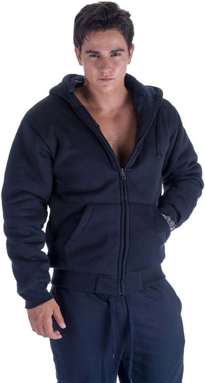 Hoodies for Men Winter Warm Heavyweight Sherpa Lined Fleece Zip Up Hoody Jacket