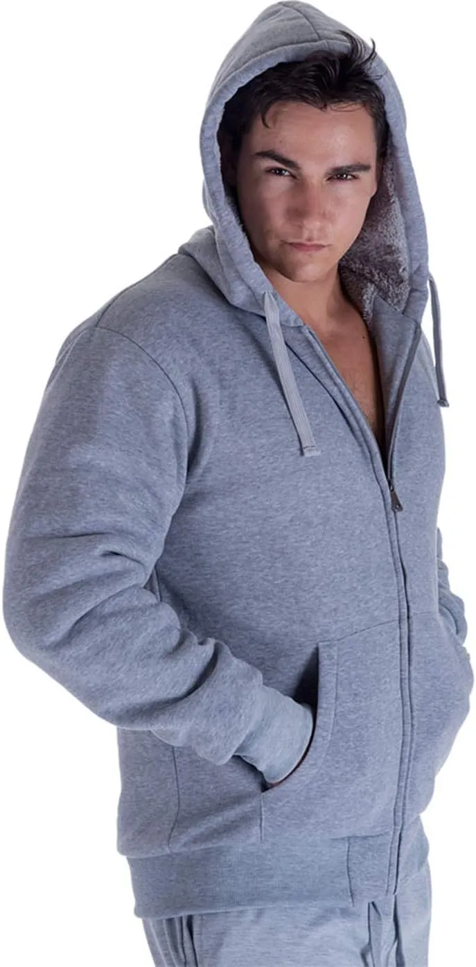 Hoodies for Men Winter Warm Heavyweight Sherpa Lined Fleece Zip Up Hoody Jacket