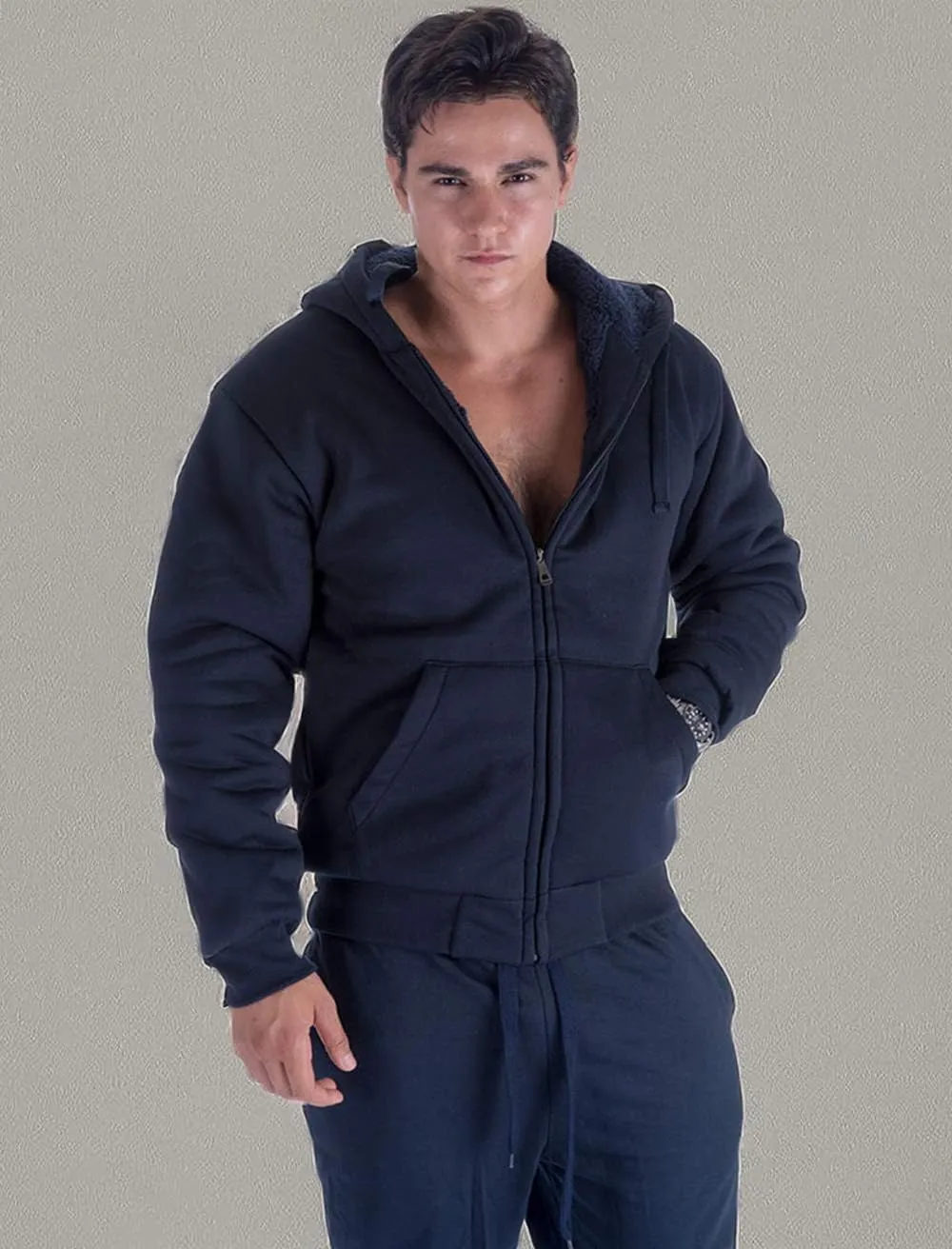 Hoodies for Men Winter Warm Heavyweight Sherpa Lined Fleece Zip Up Hoody Jacket
