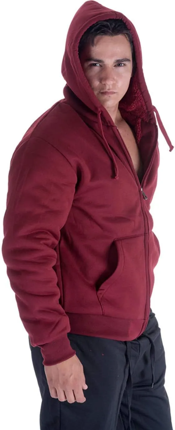 Hoodies for Men Winter Warm Heavyweight Sherpa Lined Fleece Zip Up Hoody Jacket