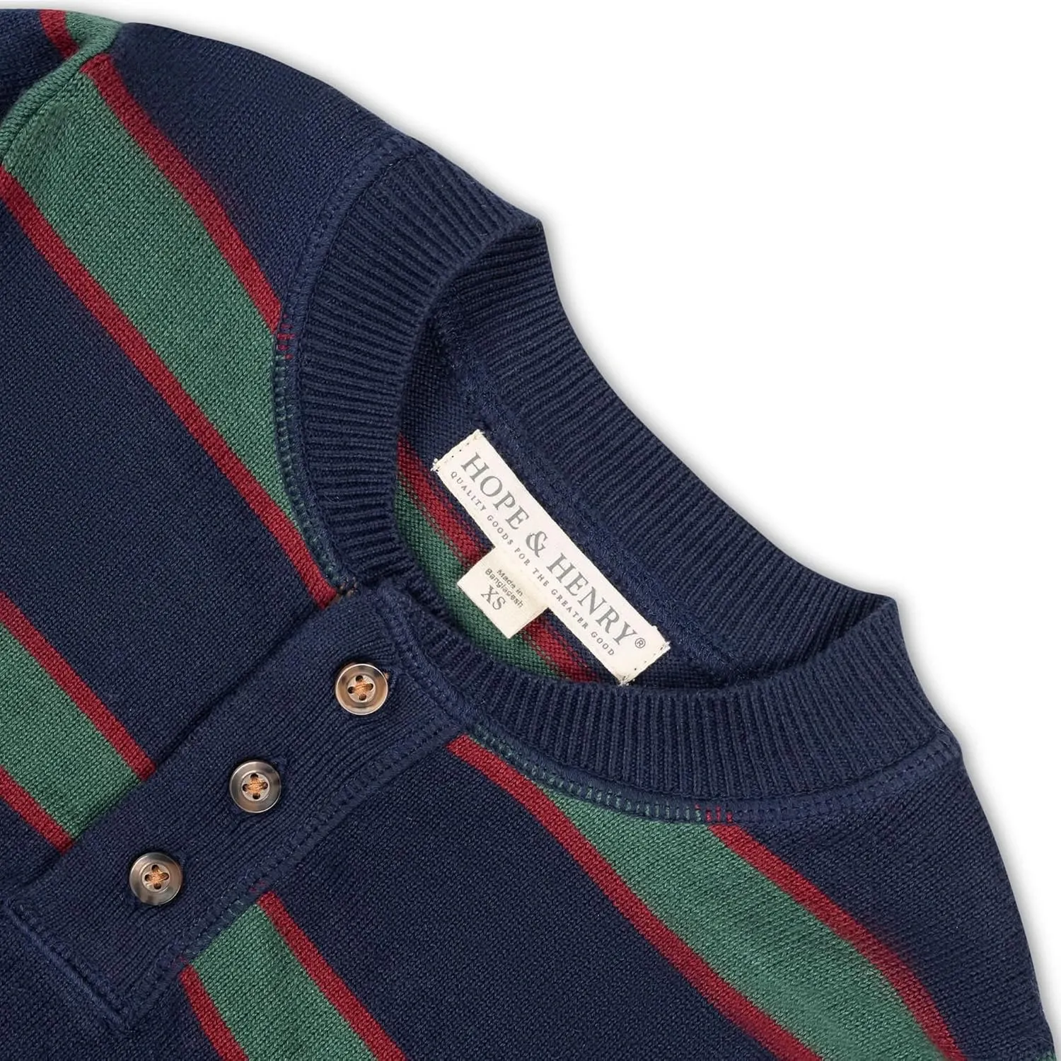 Hope & Henry Boys' Long Sleeve Henley Pullover Sweater
