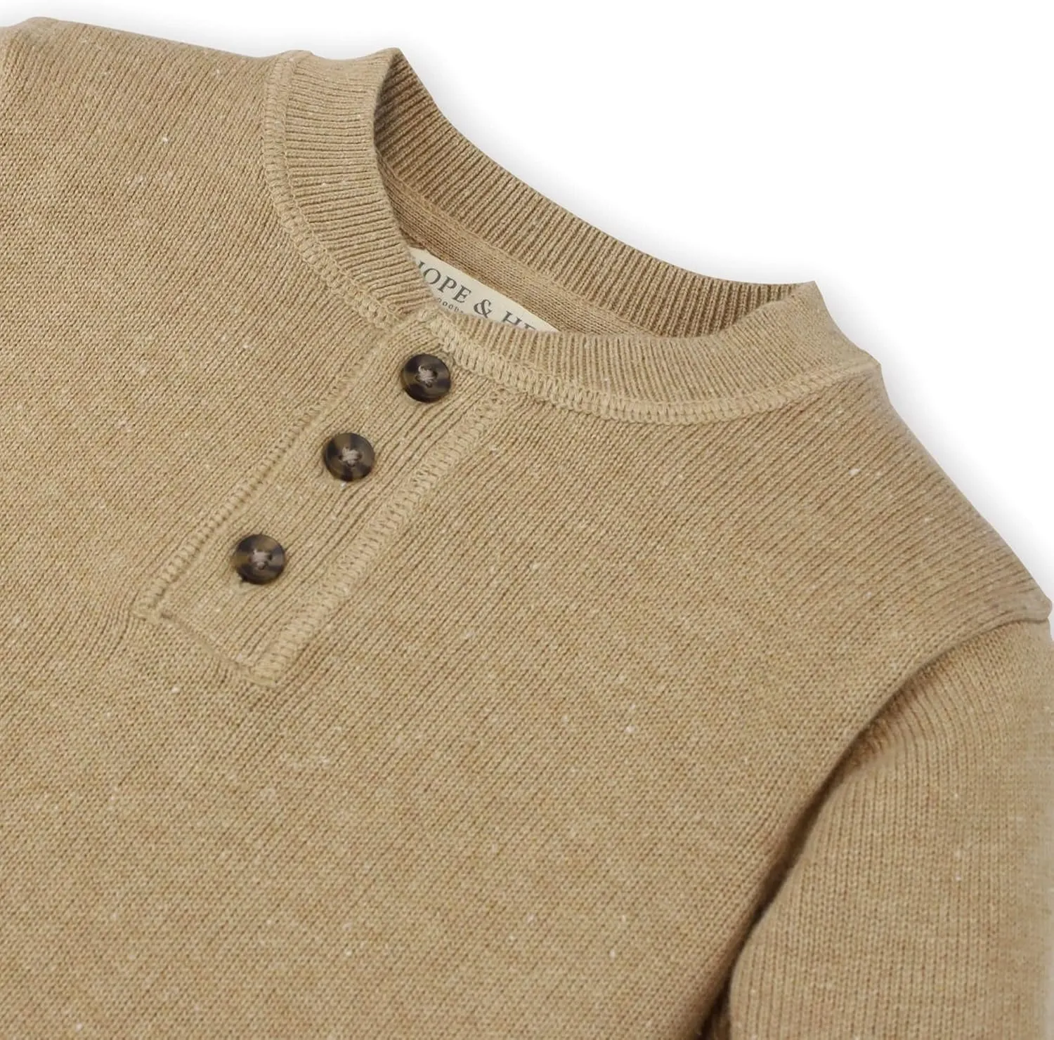 Hope & Henry Boys' Long Sleeve Henley Pullover Sweater
