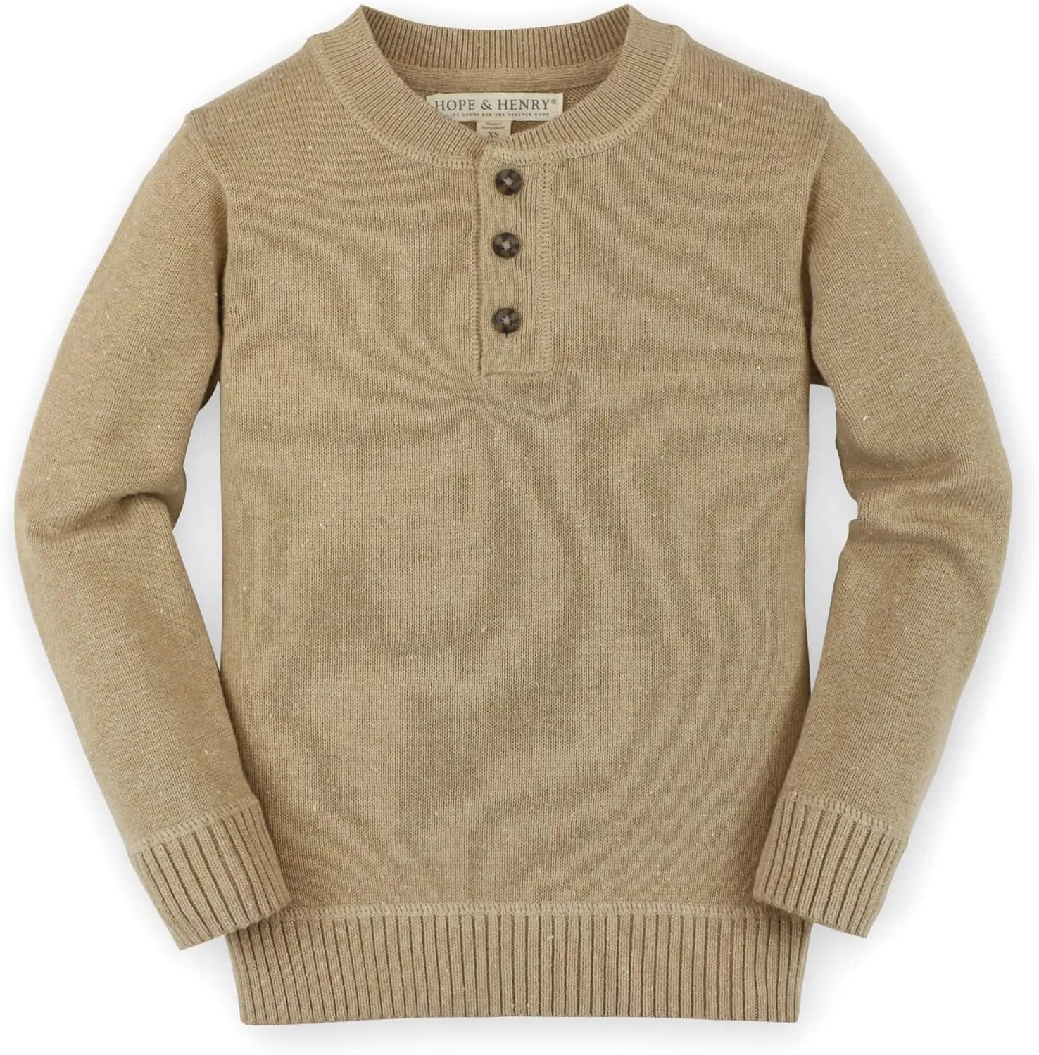 Hope & Henry Boys' Long Sleeve Henley Pullover Sweater