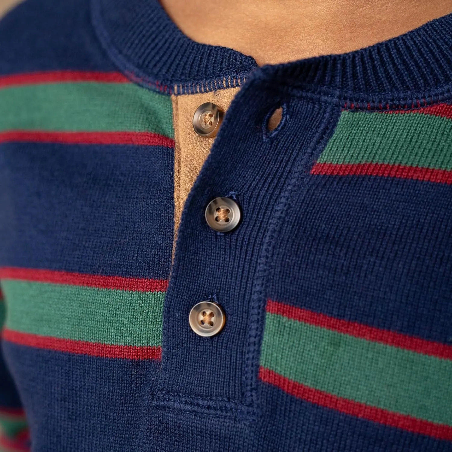 Hope & Henry Boys' Long Sleeve Henley Pullover Sweater