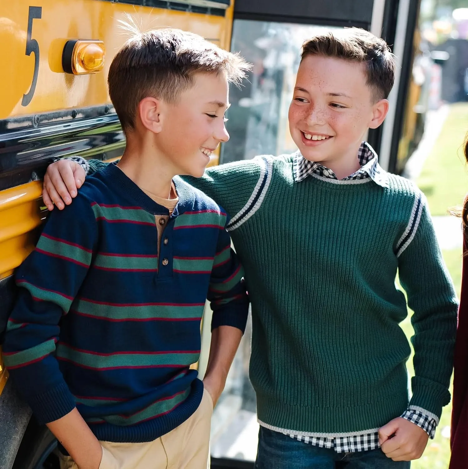 Hope & Henry Boys' Long Sleeve Henley Pullover Sweater