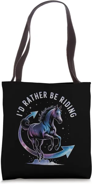 Horse Lover I'd Rather Be Riding Horse Rider Equestrian Men Tote Bag