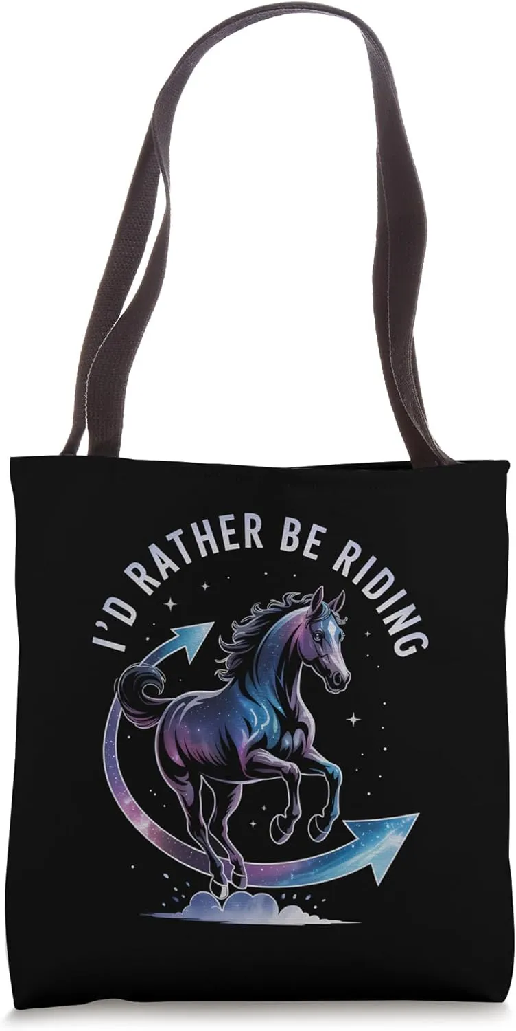 Horse Lover I'd Rather Be Riding Horse Rider Equestrian Men Tote Bag
