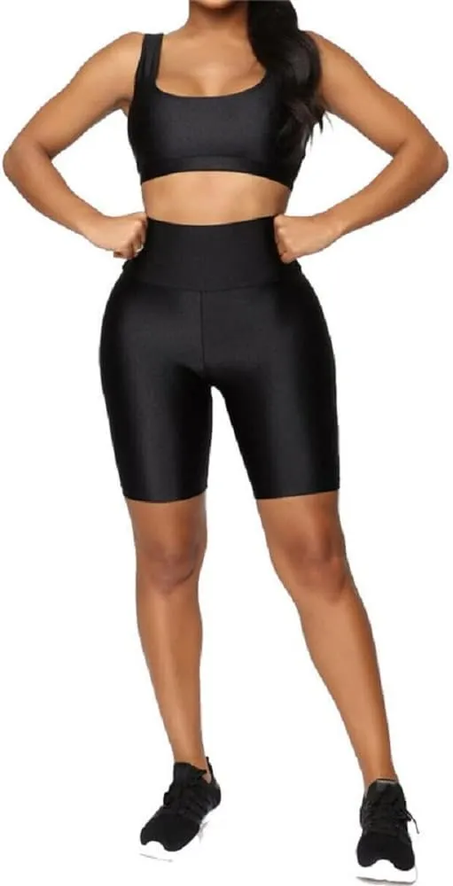 Hupplle Women's Neon Shiny Biker Shorts High Waisted Stretchy Athletic Cycling Shorts Workout Running Active Shorts