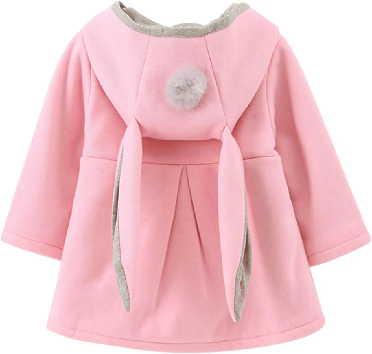 Infant Baby Girl Christmas Fall Winter Thick Coat Sweet Rabbit Button Trench Jackets Outerwear Ear Hoodie Sweatshirt