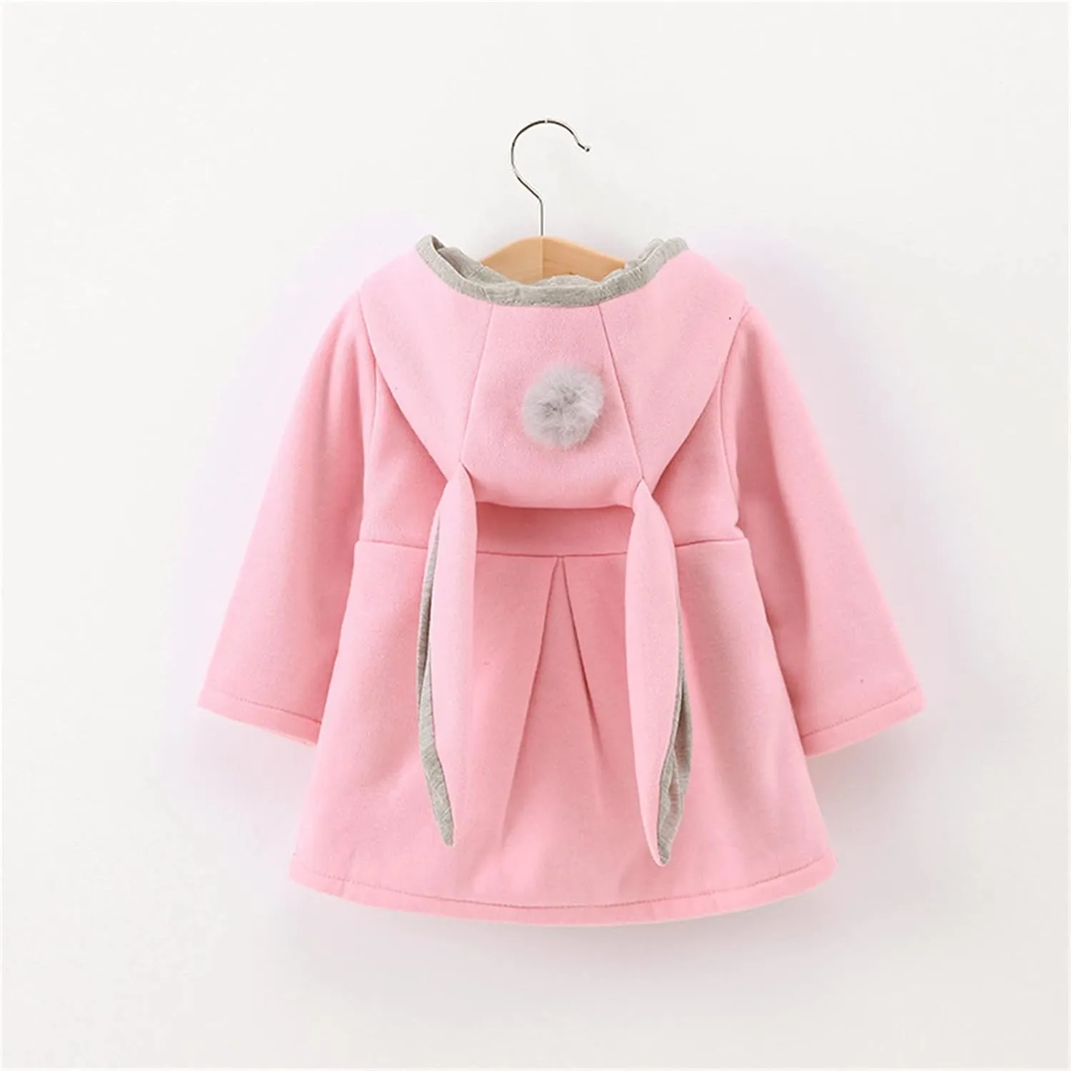 Infant Baby Girl Christmas Fall Winter Thick Coat Sweet Rabbit Button Trench Jackets Outerwear Ear Hoodie Sweatshirt