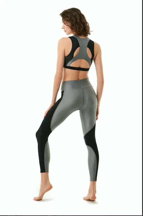Jade Shiny Green/Black Leggings
