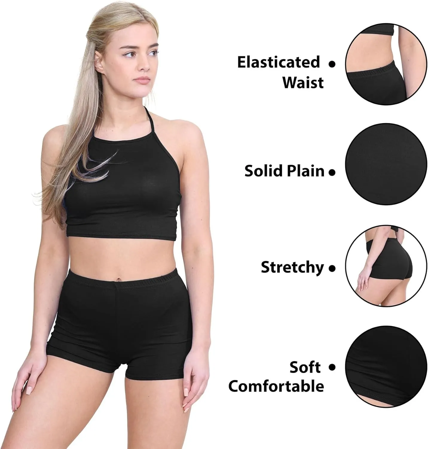Janisramone Women's Mini Shorts, Workout Shorts - Chic Hot Pants for Dance Gym Shorts Women | Perfect Summer Booty Shorts
