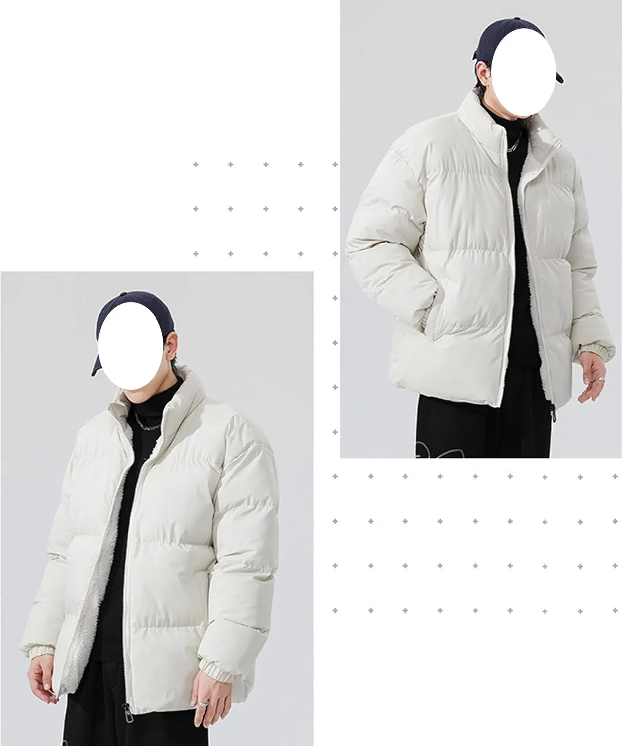 JEShifangjiusu Men'S Thicken Puffer Jacket Lightweight Water-Resistant Warm Winter Coat Full Zip Up Cotton-Padded Jackets