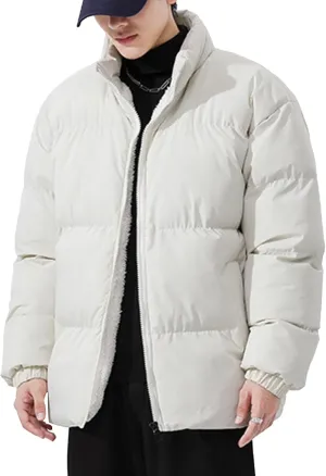 JEShifangjiusu Men'S Thicken Puffer Jacket Lightweight Water-Resistant Warm Winter Coat Full Zip Up Cotton-Padded Jackets